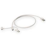 Picture of 1m USB 2.0 (A) Male to Lightning, USB 3.1 (C), Micro-USB 2.0 (B) Male White Cable