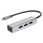 Picture of 8in USB-C Male to 4xUSB 3.0 (A) Female Black Hub with Aluminum Housing