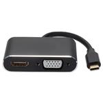 Picture of 7in USB-C Male to HDMI (4K), VGA Female Black Hub with Aluminum Housing