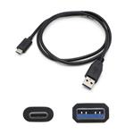 Picture of 1ft USB-C Male to USB 3.0 (A) Male Black Cable